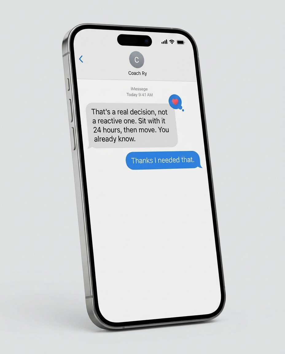 iPhone showing a text message from a coach